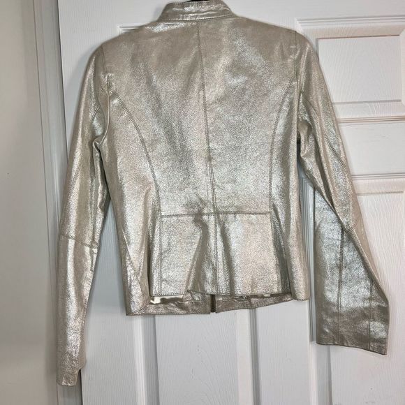 White House Black Market Gold / Champagne Shiny Woman’s Jacket | Size Small - Picture 5 of 6